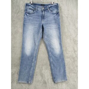 Silver Jeans Mens 33X32 Eddie Straight Leg Light Wash Stretch Denim Pockets Blue